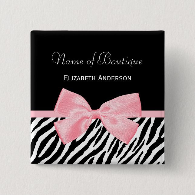 Badge Carré 5 Cm Véritable ruban rose de zèbre d'impression de (Devant)