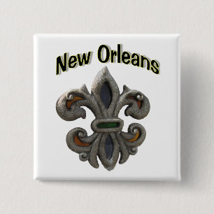 Badge Carré 5 Cm Verre souillé de Fleur de lis