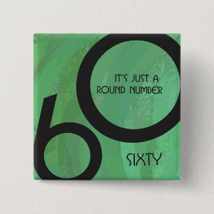 Badge Carré 5 Cm Vert 60 Décennie Anniversaire