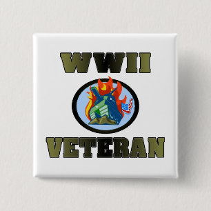 Badge Carré 5 Cm Vétéran de 2ÈME GUERRE MONDIALE