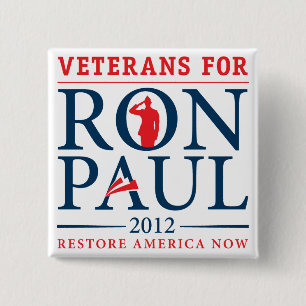 Badge Carré 5 Cm Vétérans pour le rétro bouton de Ron Paul