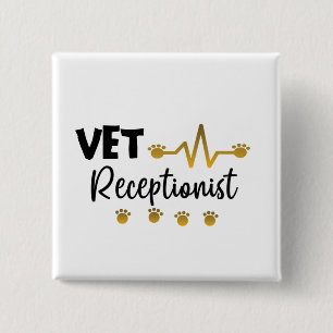 Badge Carré 5 Cm Vétérinaire vétérinaire réceptionniste Animal