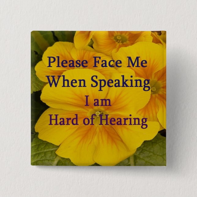 Badge Carré 5 Cm Veuillez me faire face bouton pour dur de (Devant)