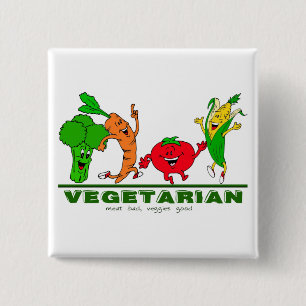 Badge Carré 5 Cm viande mauvais, légume bon Végétarien