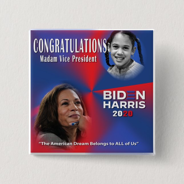 Badge Carré 5 Cm Vice-président Elect Kamala Harris (Devant)