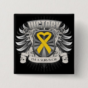 Badge Carré 5 Cm Victoire de Cancer d'enfance