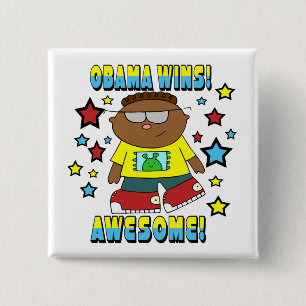 BADGE CARRÉ 5 CM VICTOIRES D'OBAMA