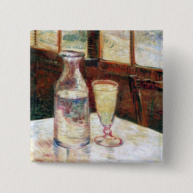Badge Carré 5 Cm Vie morte avec Absinthe Van Gogh Art (Devant)