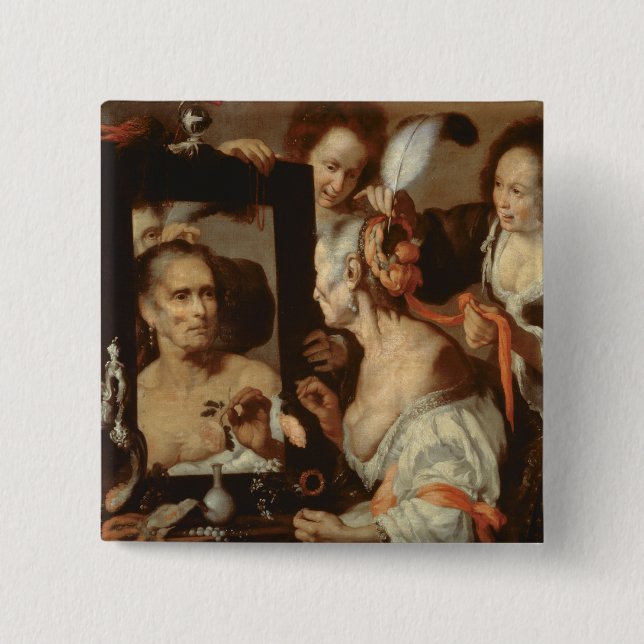 Badge Carré 5 Cm Vieille coquette (Devant)