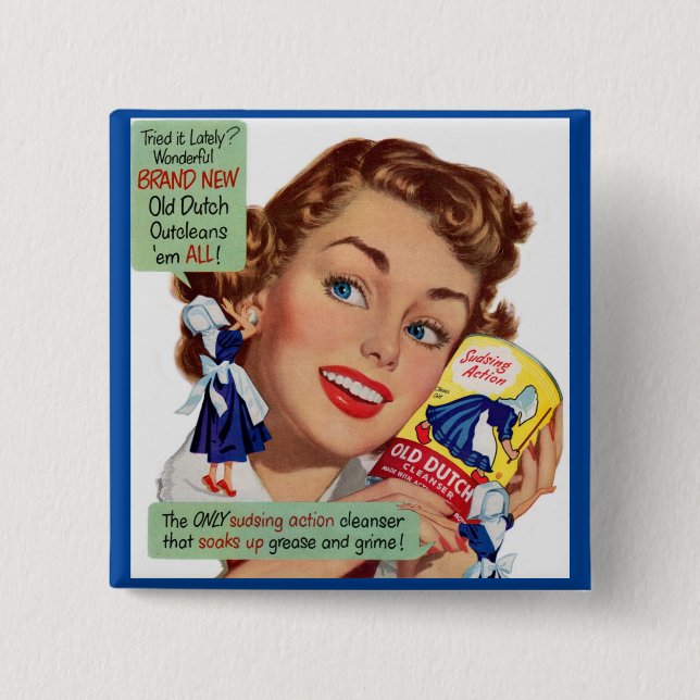 Badge Carré 5 Cm Vieille femme néerlandaise de nettoyage (Devant)