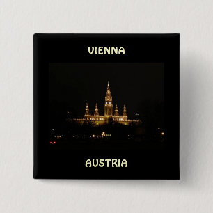 Badge Carré 5 Cm Vienne, Autriche la nuit