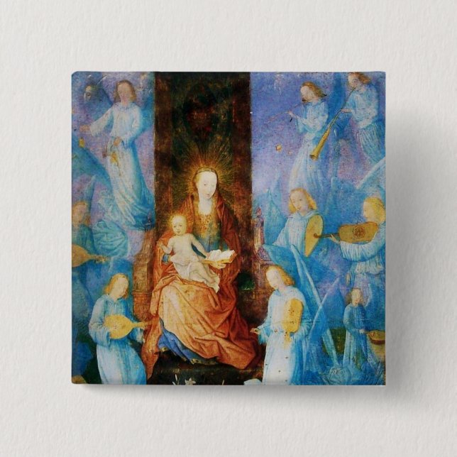 BADGE CARRÉ 5 CM VIERGE AVEC ENFANT - CONCERT D'ANGES (Devant)