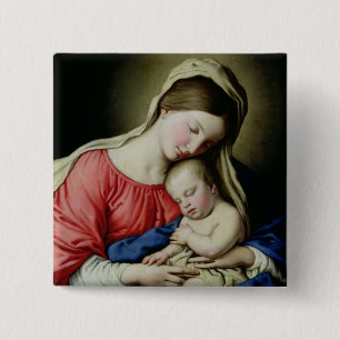 Badge Carré 5 Cm Vierge et enfant