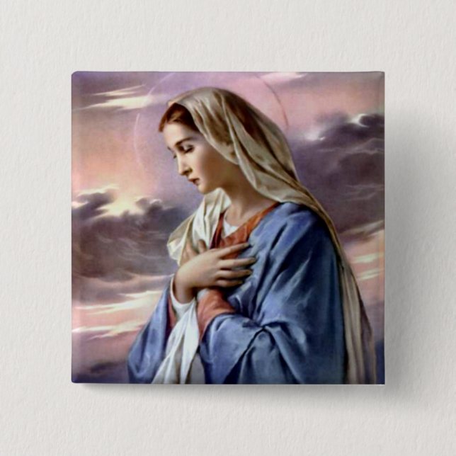 Badge Carré 5 Cm Vierge Marie béni - mère de Dieu (Devant)