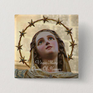Badge Carré 5 Cm Vierge Marie Reine du Ciel