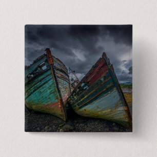 Badge Carré 5 Cm Vieux bateaux de pêche