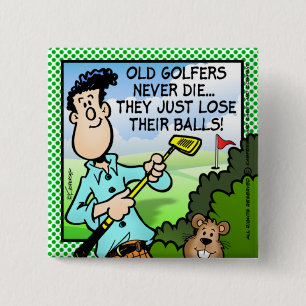 Badge Carré 5 Cm Vieux Golfeur
