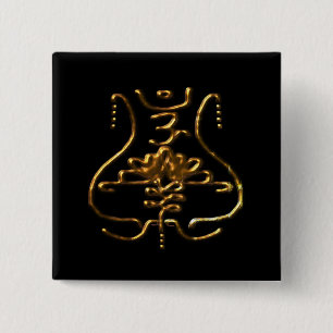 Badge Carré 5 Cm vieux symbolisme bouddhiste traditionnel
