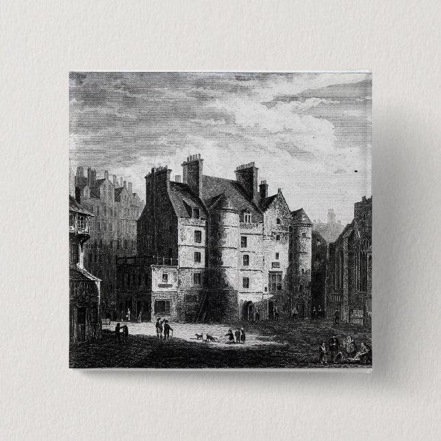 Badge Carré 5 Cm Vieux Tolbooth, Edimbourg (Devant)