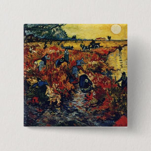 Badge Carré 5 Cm Vignoble rouge, Van Gogh, 1888