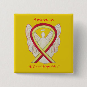 Badge Carré 5 Cm VIH - Ange de sensibilisation à l'hépatite C Épice
