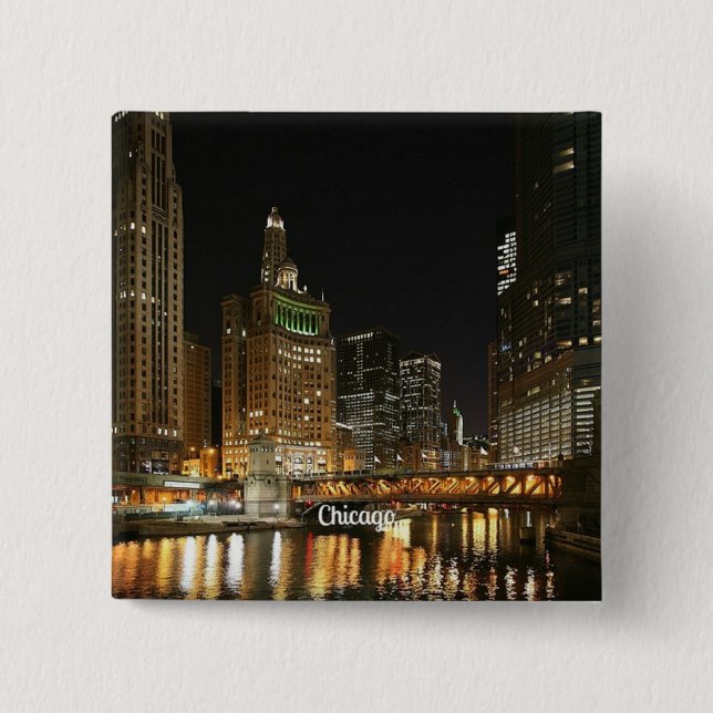 Badge Carré 5 Cm Ville de Chicago (Devant)