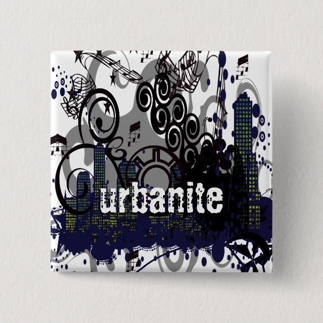 Badge Carré 5 Cm Ville de Grunge (Devant)