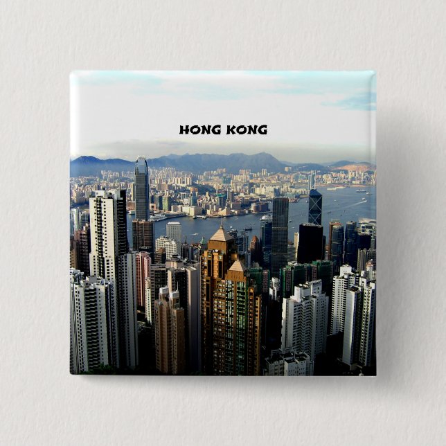 Badge Carré 5 Cm Ville de Hong Kong (Devant)