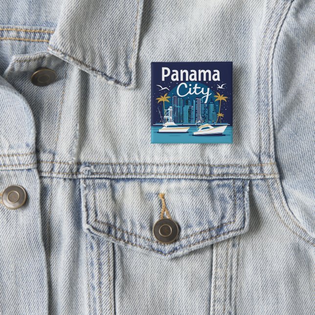 Badge Carré 5 Cm Ville de Panama (En situation)