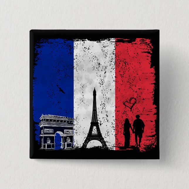 Badge Carré 5 Cm Ville de Paris de l'amour (Devant)