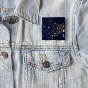 Badge Carré 5 Cm Ville Des États-Unis La Nuit.
