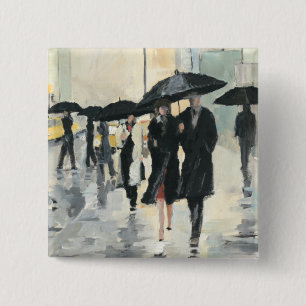 Badge Carré 5 Cm Ville sous la pluie