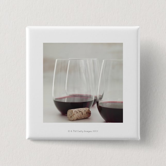 Badge Carré 5 Cm Vin rouge dans les verres sans tige (Devant)