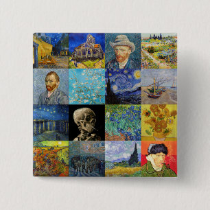 Badge Carré 5 Cm Vincent van Gogh - chefs-d'oeuvre Mosaic Patchwork