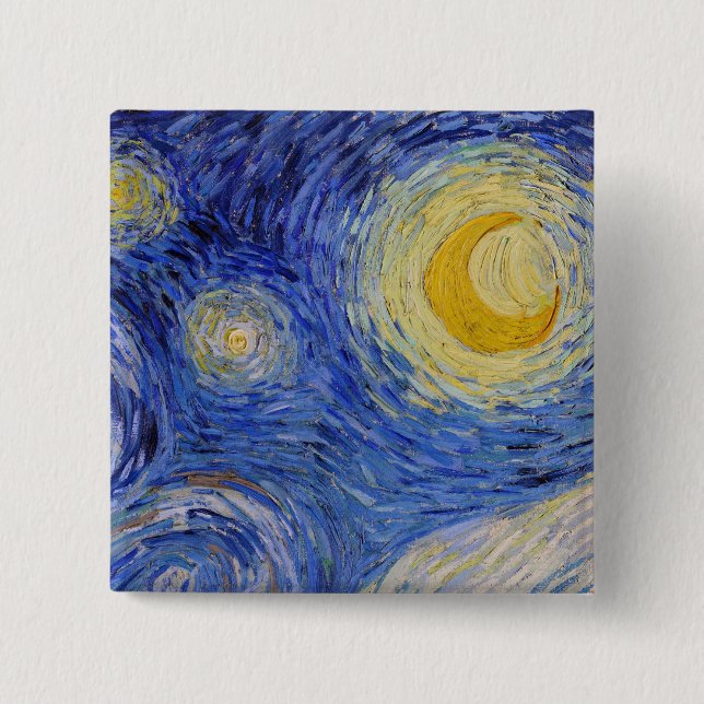 Badge Carré 5 Cm Vincent Van Gogh - La nuit étoilée (Devant)