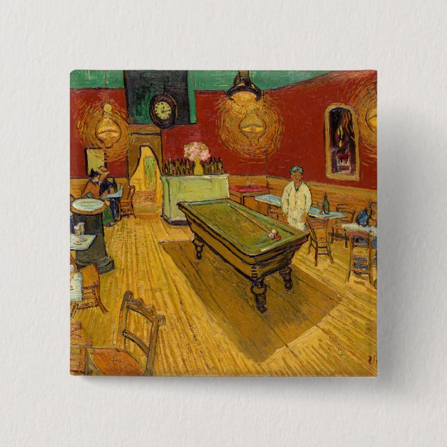 Badge Carré 5 Cm Vincent van Gogh - Le Night Café (Devant)