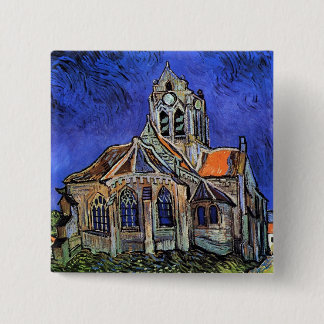 Badge Carré 5 Cm Vincent Van Gogh - L'église d'Auvers