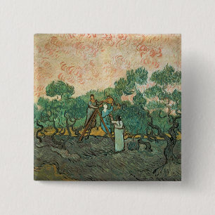 Badge Carré 5 Cm Vincent van Gogh les récolteuses olives,