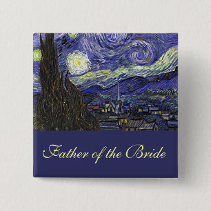 Badge Carré 5 Cm Vincent van Gogh, Nuit étoilée