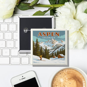Badge Carré 5 Cm Vintage Aspen Colorado