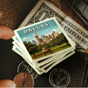 Badge Carré 5 Cm Vintage Dallas Texas