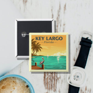 Badge Carré 5 Cm Vintage Key Largo Floride
