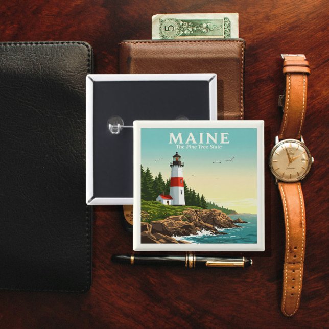 Badge Carré 5 Cm Vintage Maine (Créateur téléchargé)