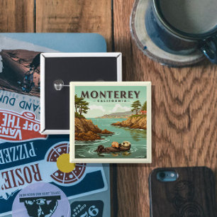 Badge Carré 5 Cm Vintage Monterey Californie