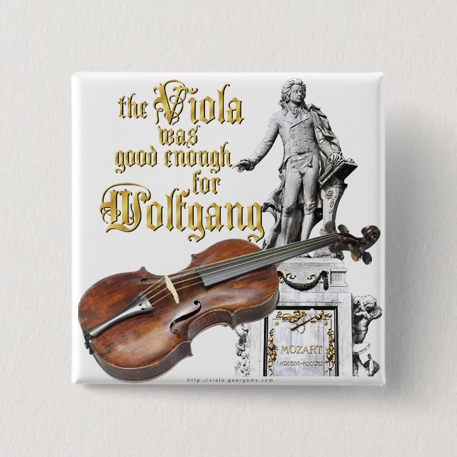 Badge Carré 5 Cm Viola et Mozart (Devant)