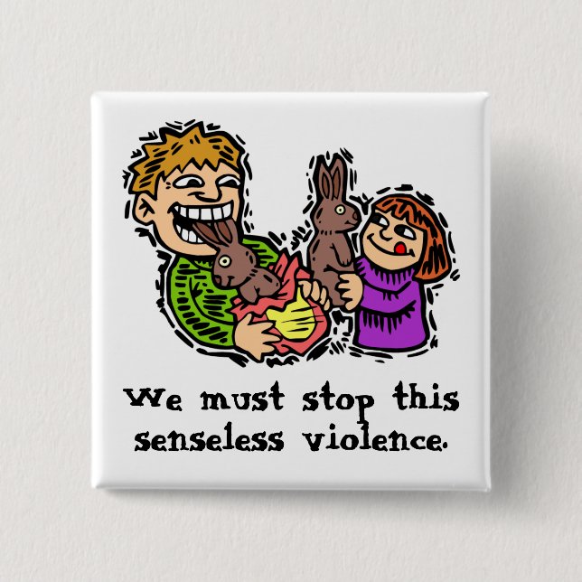 Badge Carré 5 Cm Violence Bunny sans sens (Devant)