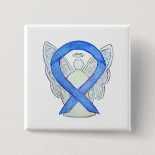 Badge Carré 5 Cm Violet Ange Sensibilisation Ruban Personnalisé Piè