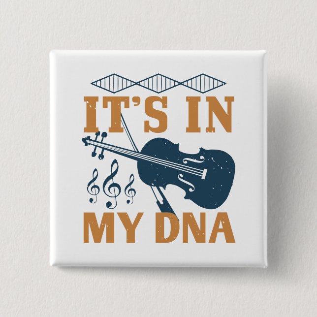Badge Carré 5 Cm Violon - C'est dans mon ADN (Devant)