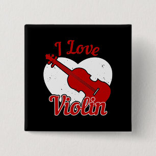 Badge Carré 5 Cm Violon - I Love Violon