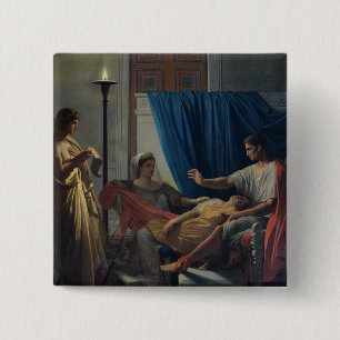 Badge Carré 5 Cm Virgil lisant l'Aeneid